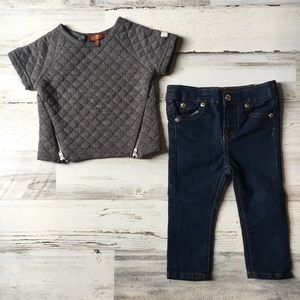 7 For All Mankind 2 Piece Set Zipper Top 12 Months